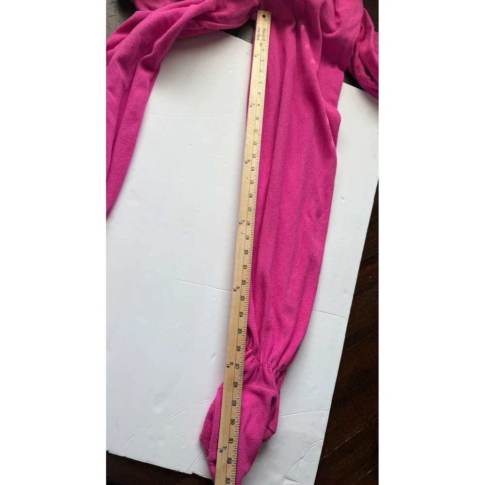 Disney Minnie Mouse Pink Fleece Hooded One Piece Pajamas Union Suit Leopard L - Picture 8 of 9
